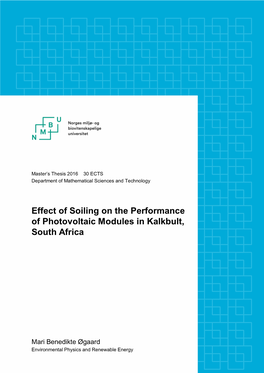 Effect of Soiling on the Performance of Photovoltaic Modules in Kalkbult, South Africa