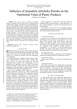 Influence of Jerusalem Artichoke Powder on the Nutritional Value Of