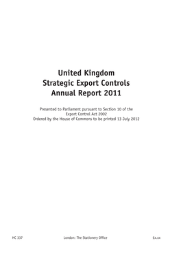United Kingdom Strategic Export Controls Annual Report 2011