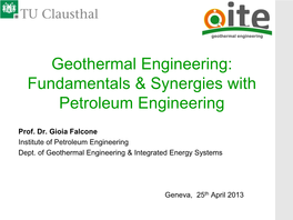 Geothermal Engineering: Fundamentals & Synergies With
