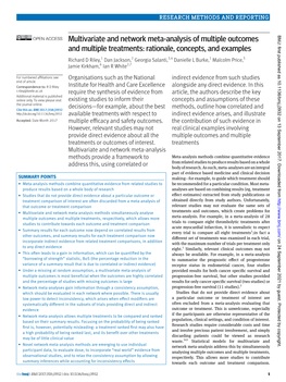 Multivariate and Network Meta-Analysis of Multiple Outcomes BMJ: First Published As 10.1136/Bmj.J3932 on 13 September 2017