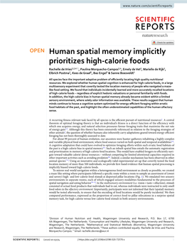 Human Spatial Memory Implicitly Prioritizes High-Calorie Foods