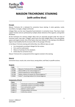 MASSON TRICHROMIC STAINING (With Aniline Blue) ______