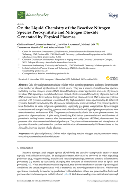 On the Liquid Chemistry of the Reactive Nitrogen Species Peroxynitrite and Nitrogen Dioxide Generated by Physical Plasmas