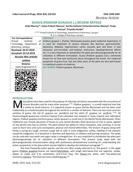 Guava (Psidium Guajava L.)-Review Article