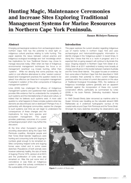 Hunting Magic, Maintenance Ceremonies and Increase Sites Exploring Traditional Management Systems for Marine Resources in Northern Cape York Peninsula