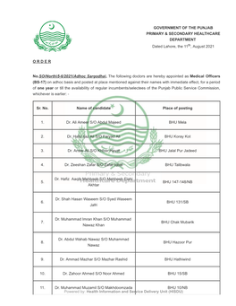 Government of the Punjab Primary & Secondary