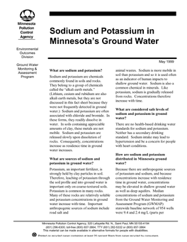 Sodium and Potassium in Minnesota's Ground Water