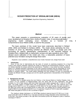 Scour Prediction at Srisailam Dam (India)