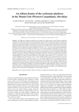 An Albian Demise of the Carbonate Platform in the Manín Unit (Western Carpathians, Slovakia)