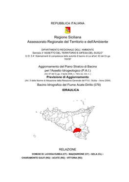 Regione Siciliana Assessorato Regionale Del Territorio E Dell'ambiente