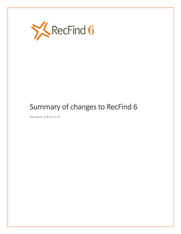 Summary of Changes to Recfind 6