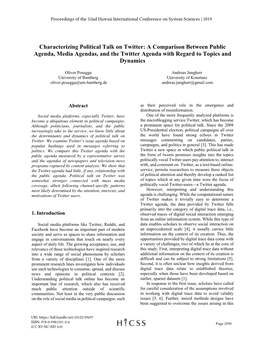 Characterizing Political Talk on Twitter: a Comparison Between Public Agenda, Media Agendas, and the Twitter Agenda with Regard to Topics and Dynamics