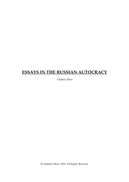 Essays in the Russian Autocracy