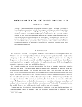 Stabilization of a Cart and Double-Pendulum System 1