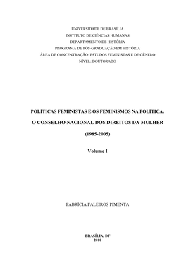 O Conselho Nacional Dos Direitos Da Mulher (1985-2005)