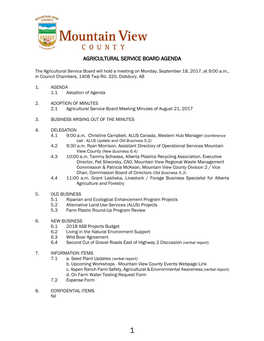 Agricultural Service Board Agenda