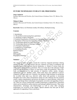 Future Technology in Heavy Oil Processing - Jorge Ancheyta, Mohan S