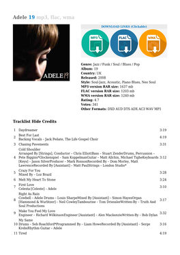 Adele 19 Mp3, Flac, Wma