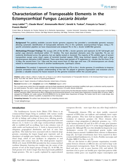 Characterization of Transposable Elements in the Ectomycorrhizal Fungus Laccaria Bicolor