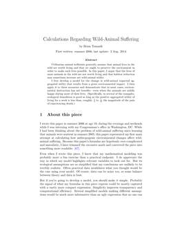 Calculations Regarding Wild-Animal Suffering