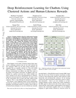 Deep Reinforcement Learning for Chatbots Using Clustered Actions and Human-Likeness Rewards