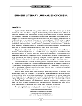 Eminent Literary Luminaries of Orissa