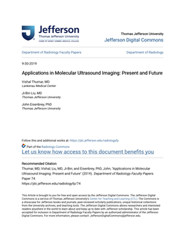 Applications in Molecular Ultrasound Imaging: Present and Future