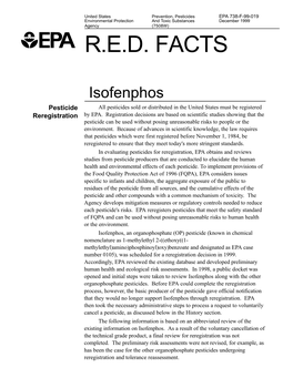 Pesticides EPA 738-F-99-019 Environmental Protection and Toxic Substances December 1999 Agency (7508W) R.E.D