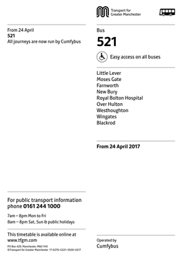 521 All Journeys Are Now Run by Cumfybus 521