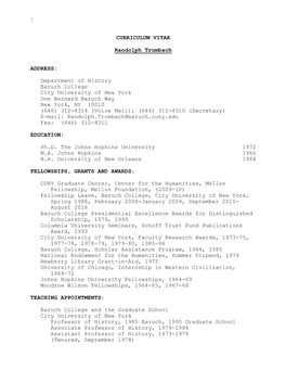 CURRICULUM VITAE Randolph Trumbach ADDRESS