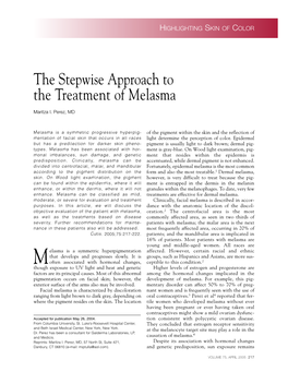 The Stepwise Approach to the Treatment of Melasma