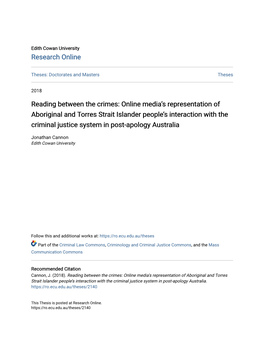 Reading Between the Crimes: Online Media's Representation of Aboriginal and Torres Strait Islander People's Interaction With
