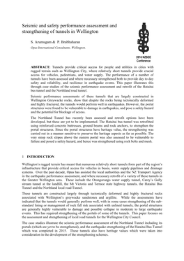 O-44 Seismic and Safety Performance Assessment and Strengthening of Tunnels in Wellington