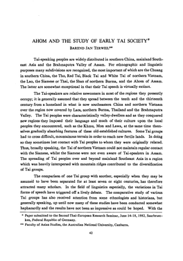 Ahom and the Study of Early Tai Society
