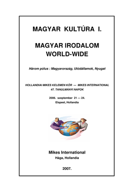 Magyar Kultúra I. Magyar Irodalom World-Wide