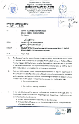 DIVISION MEMORANDUM No