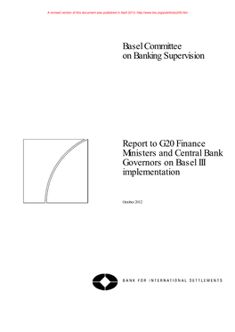 Report to G20 Finance Ministers and Central Bank Governors on Basel III Implementation