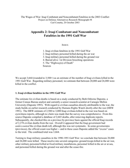 Iraqi Combatant and Noncombatant Fatalities in the 1991 Gulf War