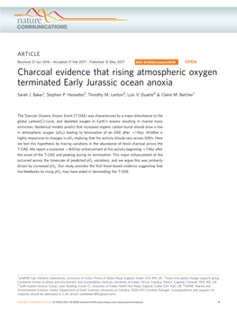 Charcoal Evidence That Rising Atmospheric Oxygen Terminated Early Jurassic Ocean Anoxia