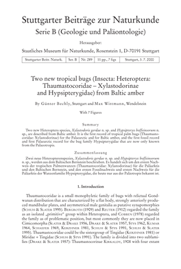 Stuttgarter Beiträge Zur Naturkunde Serie B (Geologie Und Paläontologie)