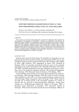 Enzymic Ribonucleoside Reduction at the Non-Phosphorylated Level in Acetabularia