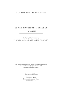 Edwin Mcmillan Spent a Large Part of His Professional Life in Close Association with Ernest O