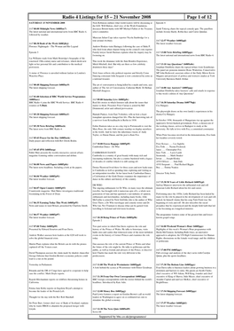 Radio 4 Listings for 15 – 21 November 2008 Page 1 of 12 SATURDAY 15 NOVEMBER 2008 Nick Robinson Outlines What World Leaders Will Be Discussing at Episode 8 the G20