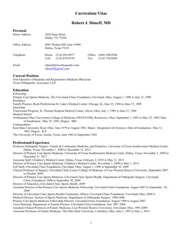 Curriculum Vitae Robert J. Dimeff, MD