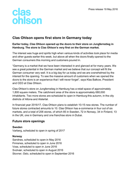 Clas Ohlson Opens First Store in Germany Today