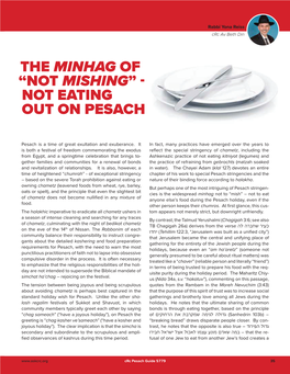The Minhag of “Not Mishing” - Not Eating out on Pesach