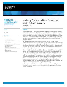 Modeling Commercial Real Estate Loan Credit Risk: an Overview 3