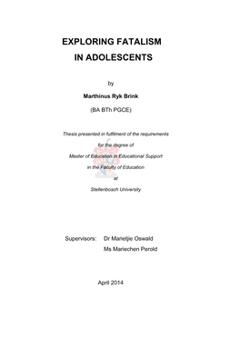 Exploring Fatalism in Adolescents