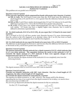 Page 1 of 16 Fall 2011: 5.112 PRINCIPLES of CHEMICAL SCIENCE Problem Set #4 Solutions This Problem Set Was Graded out of 99 Points